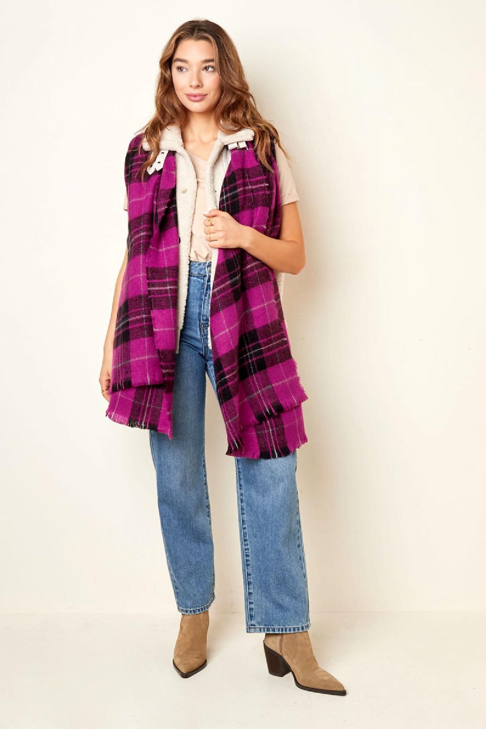 Scarf with checks Pink Acrylic h5Picture3